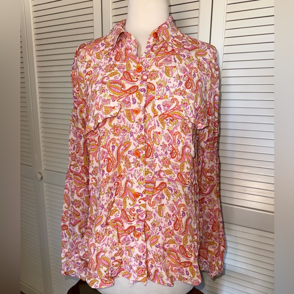 Zara • Paisley Print Button Down Blouse